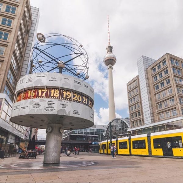 The iconic Alexanderplatz with its recognizable TV Tower and urban landscape.