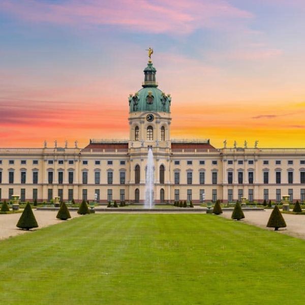 Charlottenburg palace and gardens at sunset, Berlin, Germany